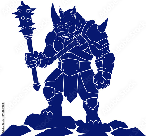 rhino centurions stony vigil a navy silhouette of impregnable strength, isolated on transparent background