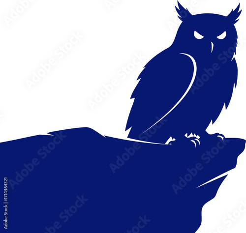 solitary owls cliffside vigil a navy blue silhouette of nighttime majesty, isolated on transparent background
