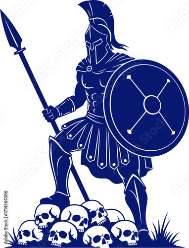 spartan warriors triumphant stand a cobalt silhouette of victory and valor, isolated on transparent background