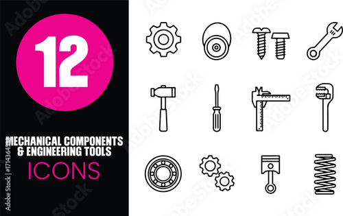 Mechanical Components & Engineering Tools Icons