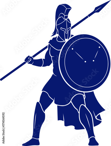 spartan warrior awaiting the enemys assault, courage and determination, isolated on transparent background