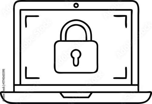 Digital security lock on laptop screen icon for online data protection and privacy concepts vector