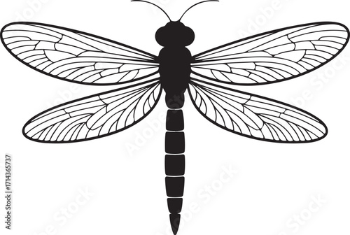  Black silhouette of a firefly on a white background, clean design