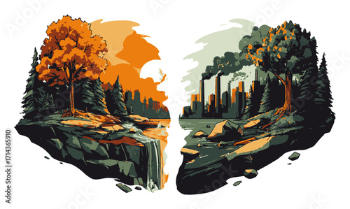 Peaceful Worker in Nature, Relaxing by Home and Scenic Landscape