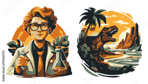 Autumn and Winter Seasons Depicted through Two Trees and Activities