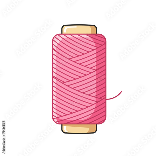 A vibrant pink spool of thread isolated on a white canvas ready for sewing and crafting projects isolated on white background Vector Illustration