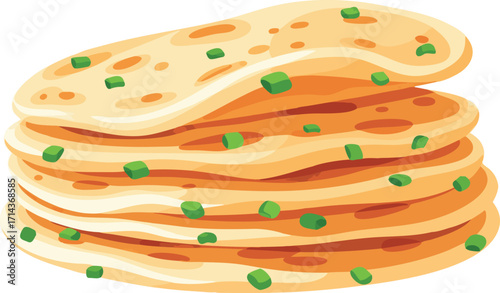 Stack of Chinese Scallion Pancakes with Green Onion