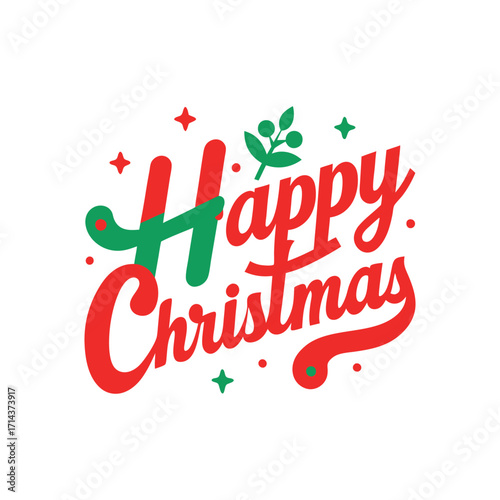 Happy Christmas Typography T-Shirt Design for Festive Apparel