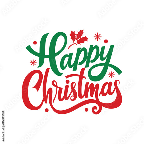 Happy Christmas Typography T-Shirt Design for Festive Apparel