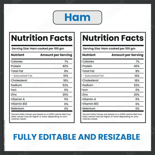 Ham Sliced Cooked Meat Illustration