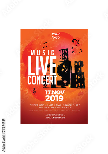 Music Live Concert Festival Template brochure poster design event 