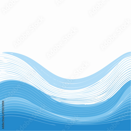 Minimalistisches Vektordesign mit schlichten, blauen Wellen in sanften Kurven