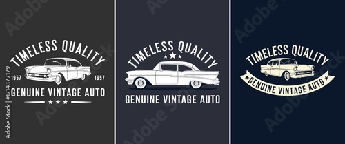 Timeless quality genuine vintage auto classic 1957 car illustration retro emblem for old school t shirt design and automotive culture