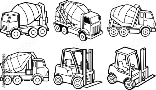 collection of minimal camper and rv vector icons for outdoor and travel graphic design projects with line art style set
