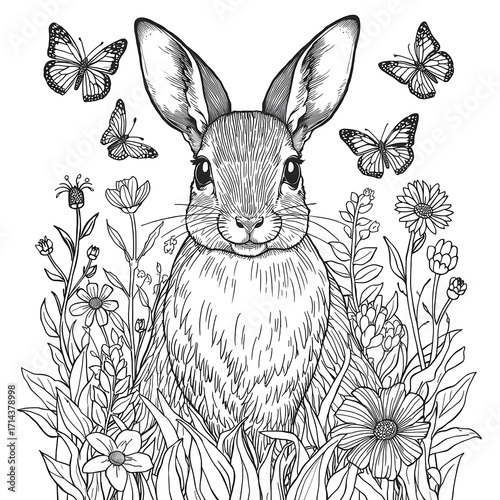 easter card with bunny and eggs