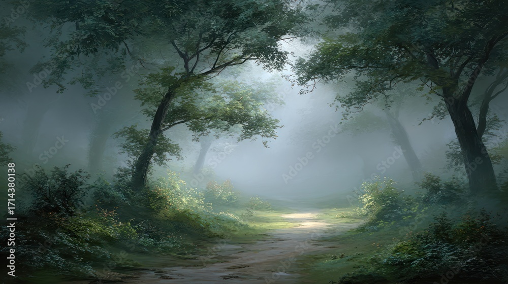 Obraz premium Misty forest path