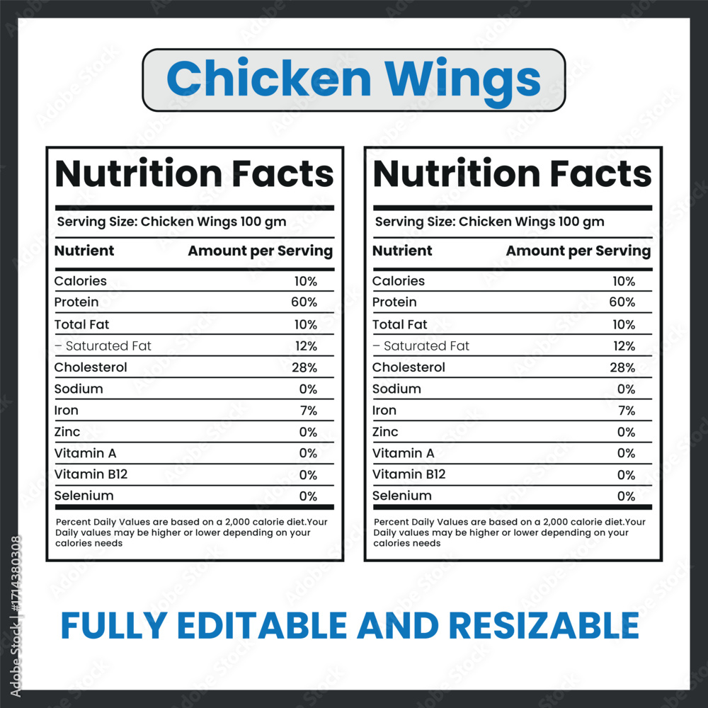Obraz premium Chicken Wings Uncooked Meat Illustration