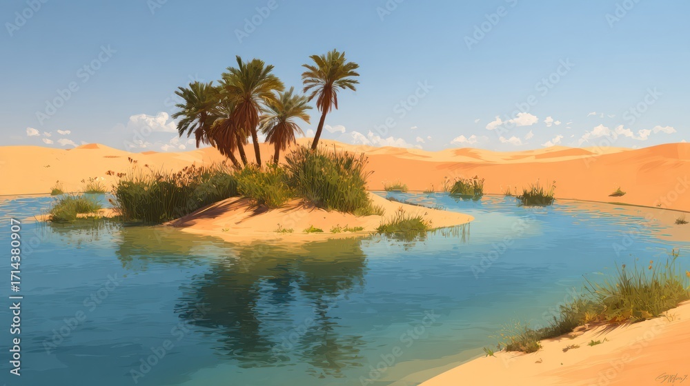 Obraz premium Oasis in desert landscape