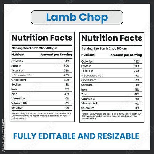 Lamb Chop Butcher Cut Meat Vector