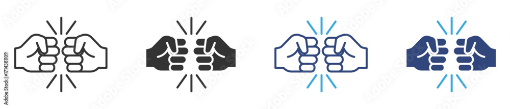 Obraz premium Fist bumping icon set, vector illustration. 