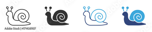 Snail icon set in outline and flat style , vector illustration. 