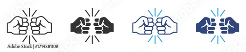 Fist bumping icon set, vector illustration. 