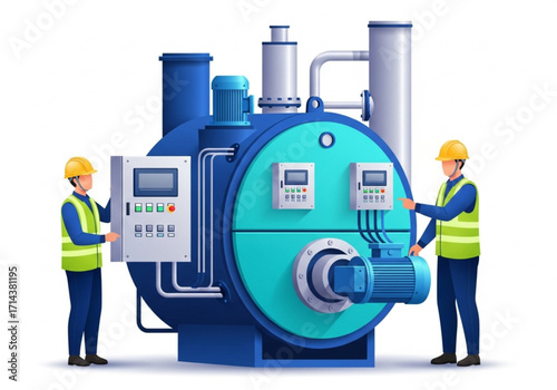 Engineers Monitoring Pressure and Safety of Industrial Boiler System