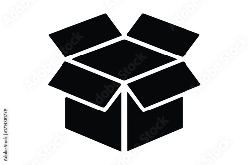 Open cardboard box icon with flaps extended outwards