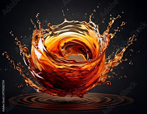 Amber liquid swirl splash