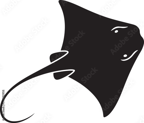 Black silhouette of a stingray on a white background, vector clipart