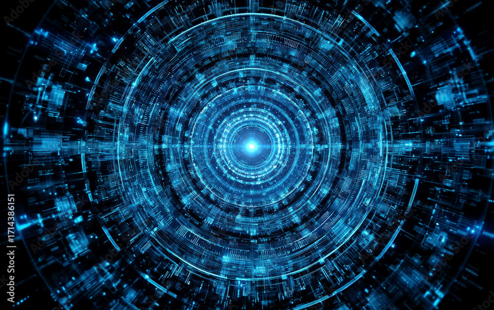 Fototapeta premium Abstract Digital Circles and Technological Patterns Display