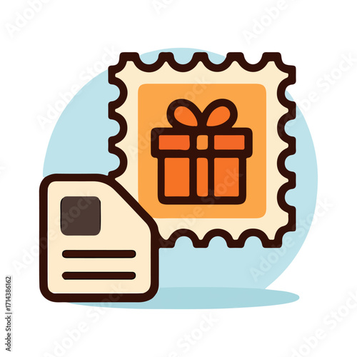 Gift Postage Stamp Label — E-Commerce Shipping Icon