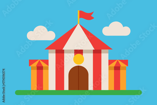 Cartoon carnival clown house vector illustration