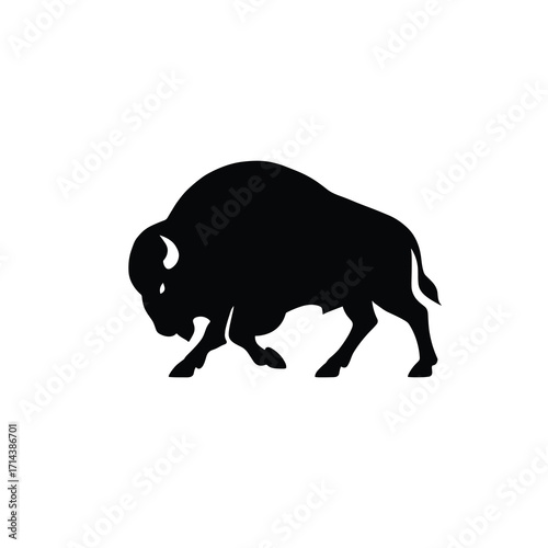 Bison charging silhouette