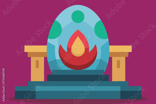Cartoon dragon egg altar vector illustration