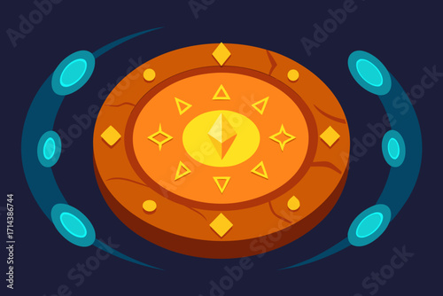 Cartoon spell circle with glowing runes vector illustration