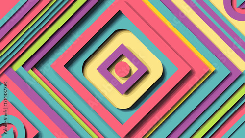 Maximalist abstract vector background with colorful geometric shapes – Perfect for vibrant branding, abstract artwork, or design projects.
