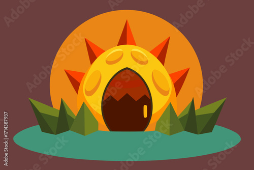 Cartoon dragon egg chamber vector illustration