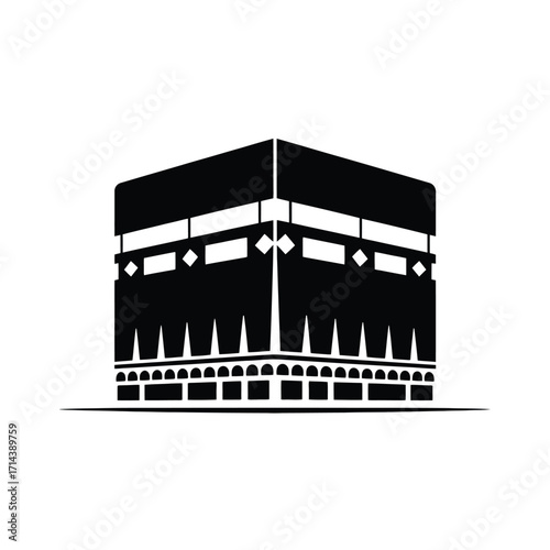 Islamic kaaba vector illustration simple black and white scalable eps graphic silhouette vector illustration white background