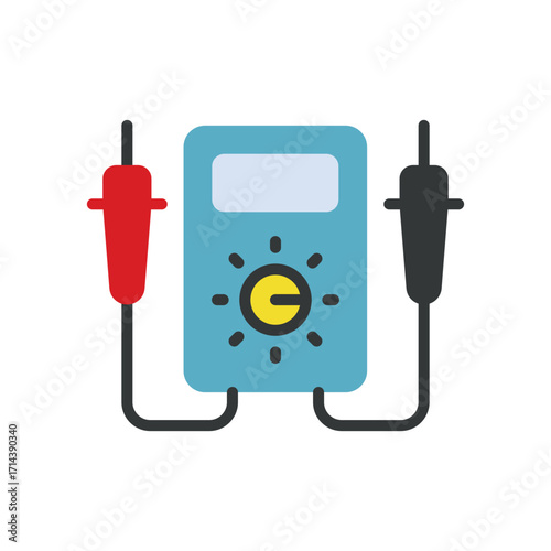 Multimeter voltage tester icon in color for electrician, safety, and repair visuals.