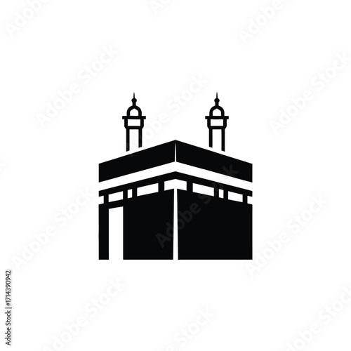 Minimalist black and white vector icon of the kaaba a sacred islamic landmark scalable eps graphic silhouette vector illustration white background