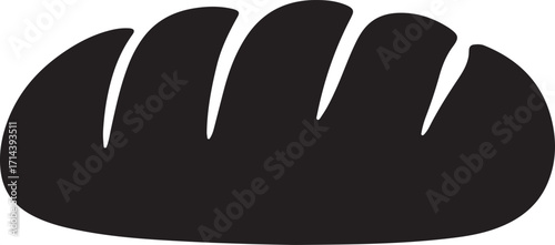 black silhouette of bread loaf on white background, vector