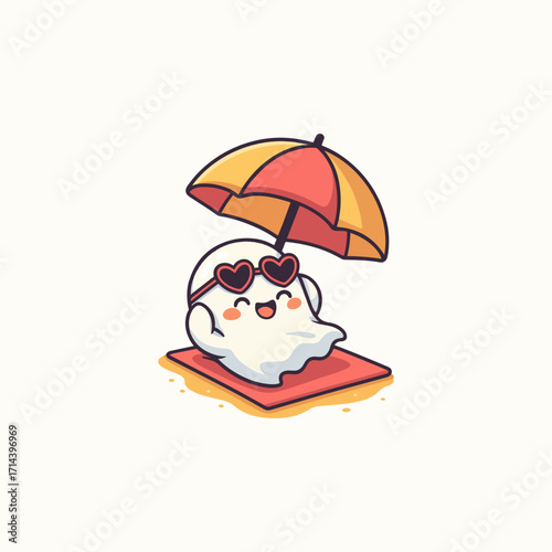 Cute Ghost Enjoying a Summer Day at the Beach
