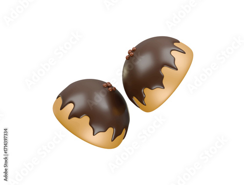 chocolate muffin icon 3d illustration render