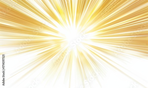 Abstract radial burst of golden light emanating from a bright white center against a white background