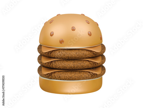 chicken triple cheese burger icon 3d illustration render