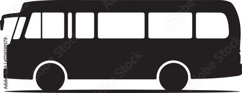  black silhouette of bus on white background, vector