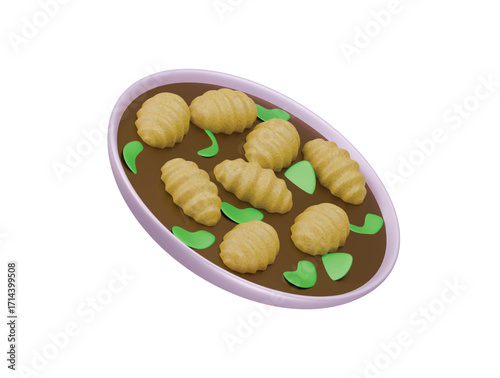 gnocchi icon 3d illustration render