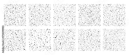 Set of grunge style backgrounds with geometric shapes repeating randomly