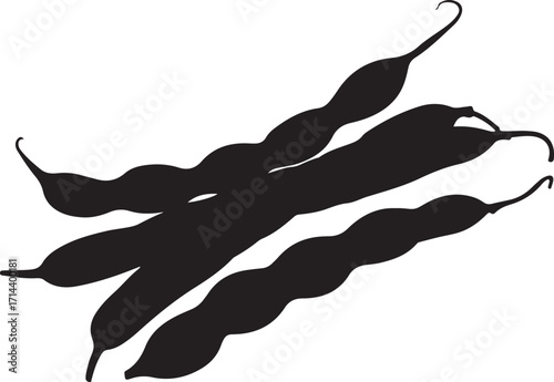 black silhouette of celery stick on white background, vector